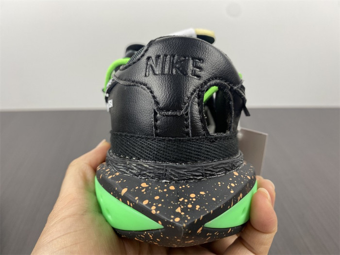 o-w x nike blazer low black electro green dh7863-001